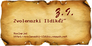 Zvolenszki Ildikó névjegykártya